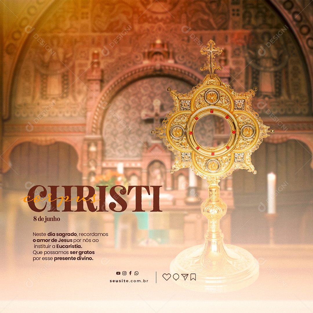 Neste Dia Sagrado Recordamos O Amor De Jesus Corpus Christi Social Media PSD Editável