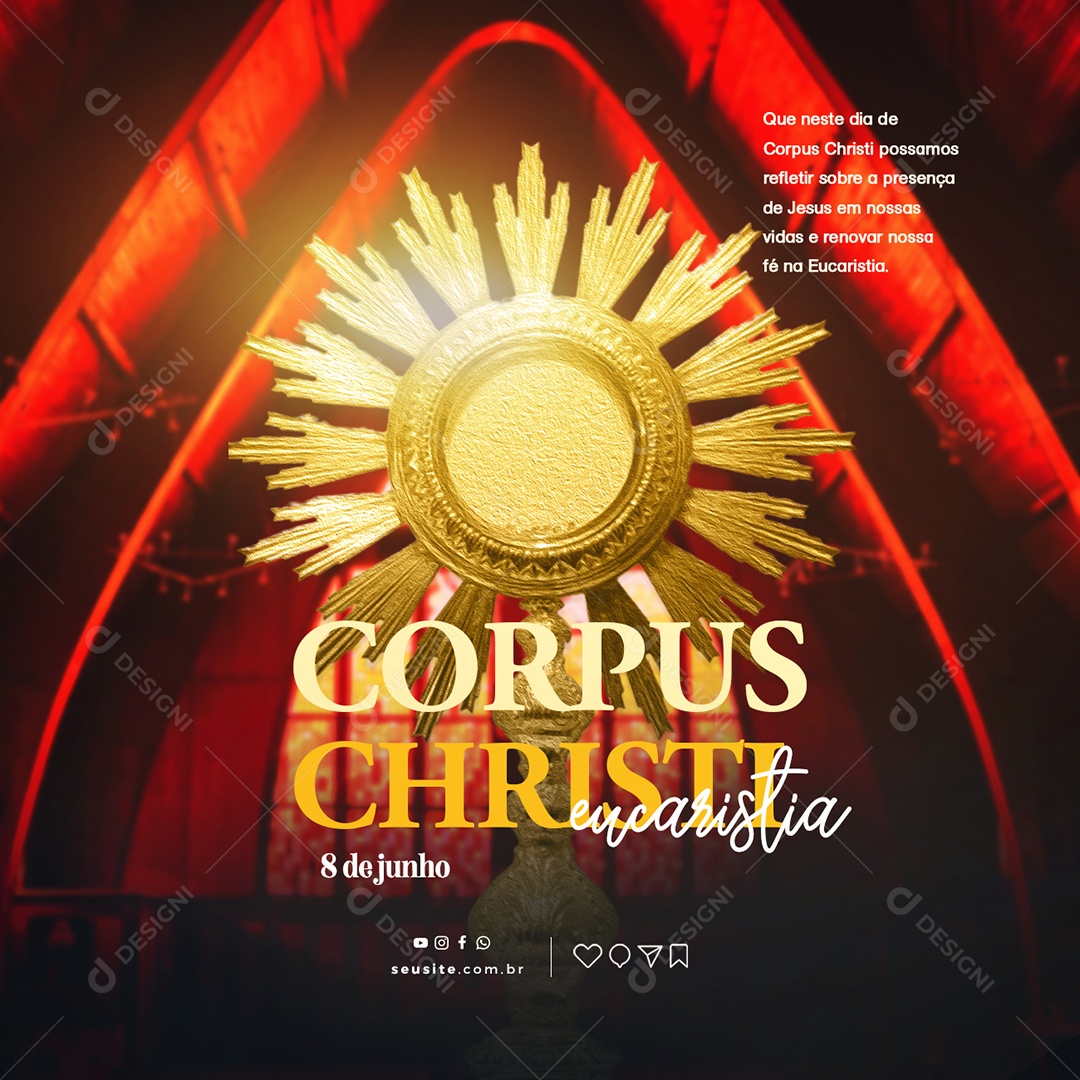 Que Neste Dia De Corpus Christi Possamos Refletir Sobre A Presença De Jesus Social Media PSD Editável