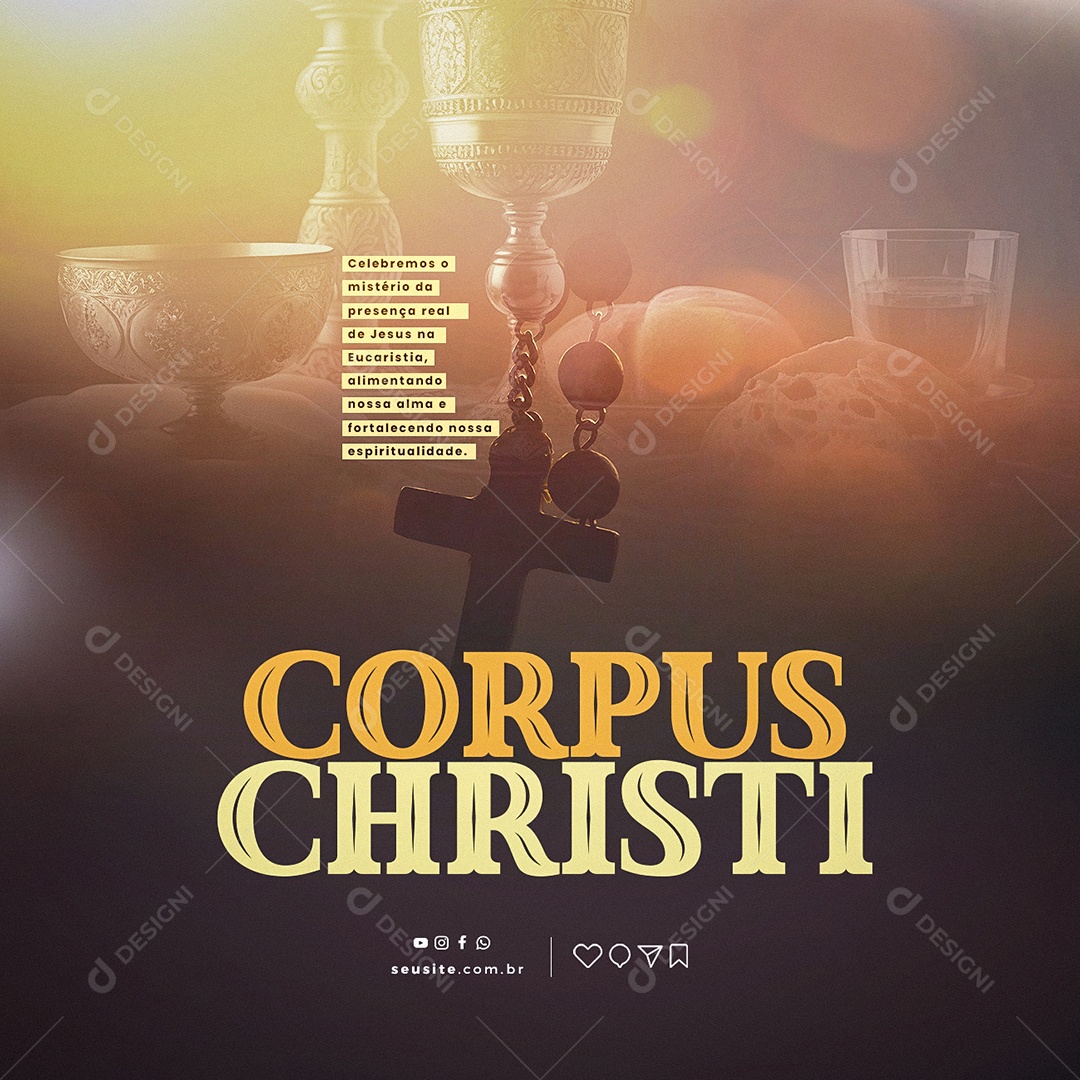 Celebremos O Mistério Da Presença Real De Jesus Na Eucaristia Corpus Christi Social Media PSD Editável