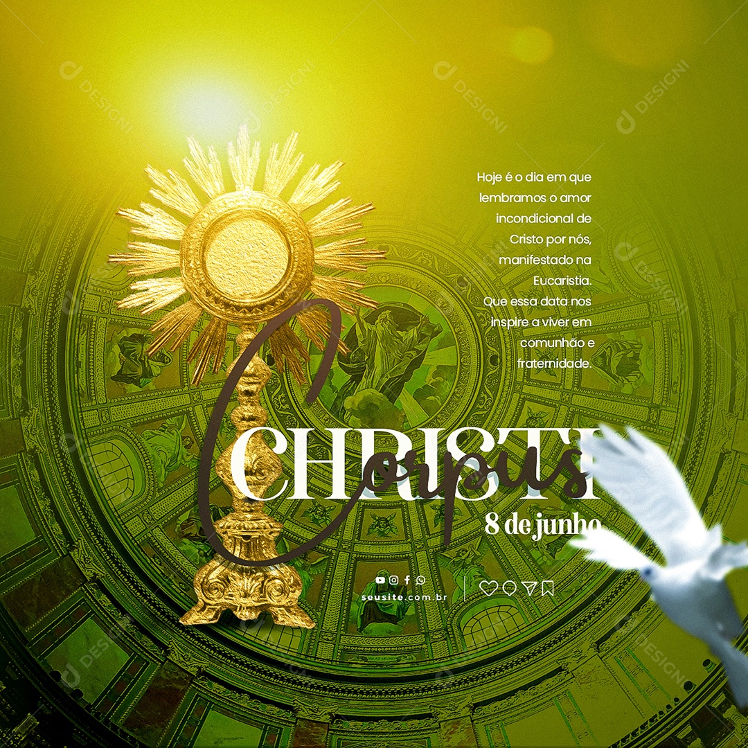 Hoje é Dia Em Que Lembramos O Amor Incondicional De Cristo Por Nós Corpus Christi Social Media PSD Editável