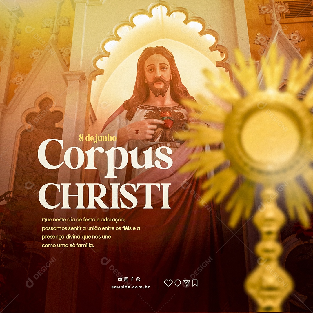 Presença Divina Que Nos Une Com Uma Só Família Corpus Christi Social Media PSD Editável