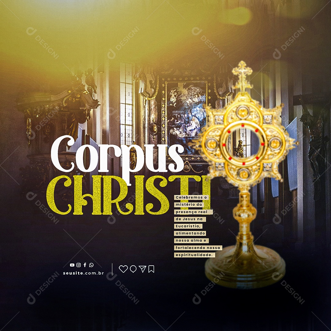 Celebremos O Mistério Da Presença Real De Jesus Corpus Christi Social Media PSD Editável
