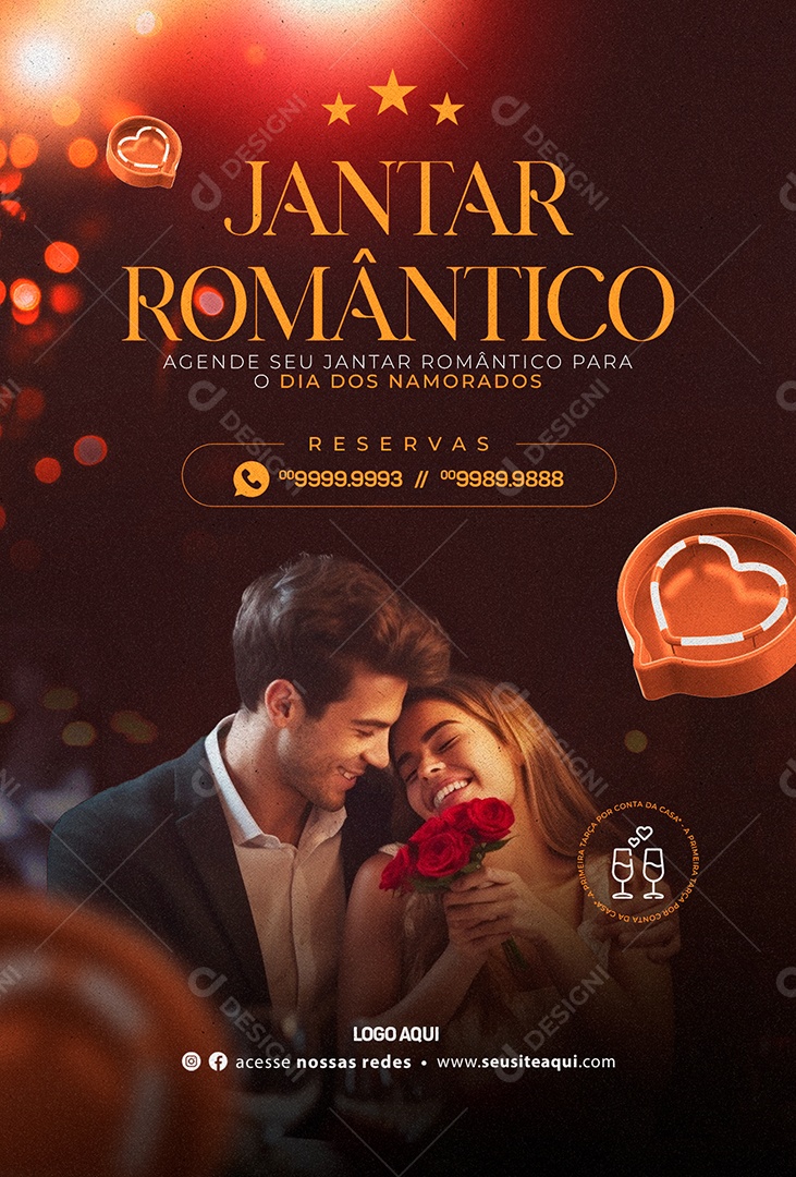 Agende Seu Jantar Romântico Para O Dia Dos Namorados Reservas Social Media PSD Editável