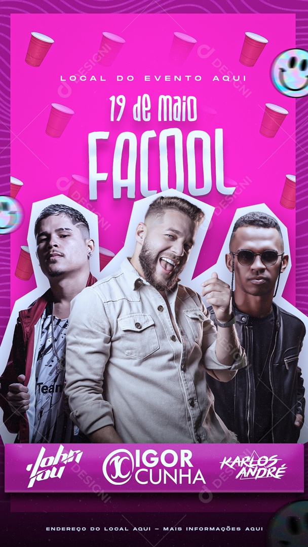 Social Media Flyer Story 19 De Maio Facool Igor Cunha Karlos André Jhon Lou PSD Editável