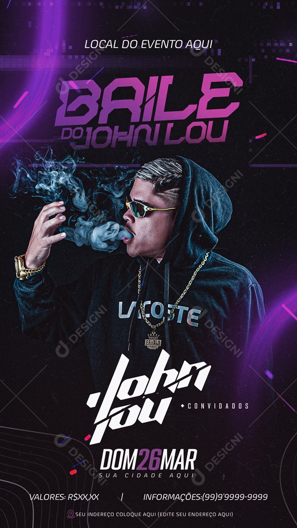 Social Media Flyer Story Evento Baile Do Jhon Lou PSD Editável