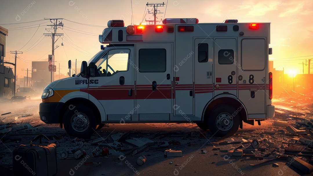 Imagem realista de bombeiro sobre vias publicas.