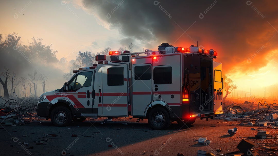 Imagem realista de bombeiro sobre vias publicas.