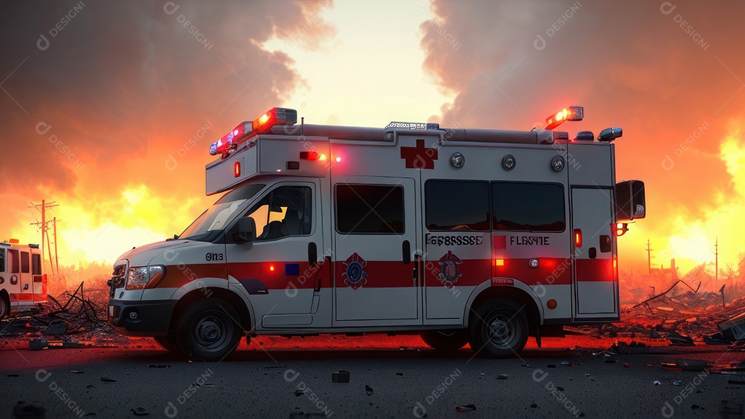 Imagem realista de bombeiro sobre vias publicas.