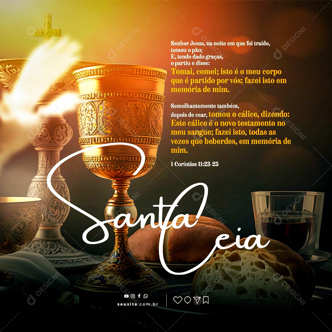 Senhor Jesus Na Noite Em Que Foi Traído Tomou O Pão Igreja Gospel Social Media PSD Editável