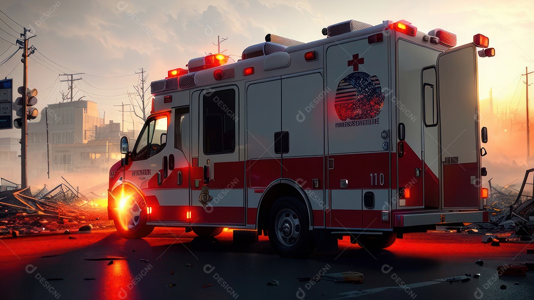 Imagem realista de bombeiro sobre vias publicas.