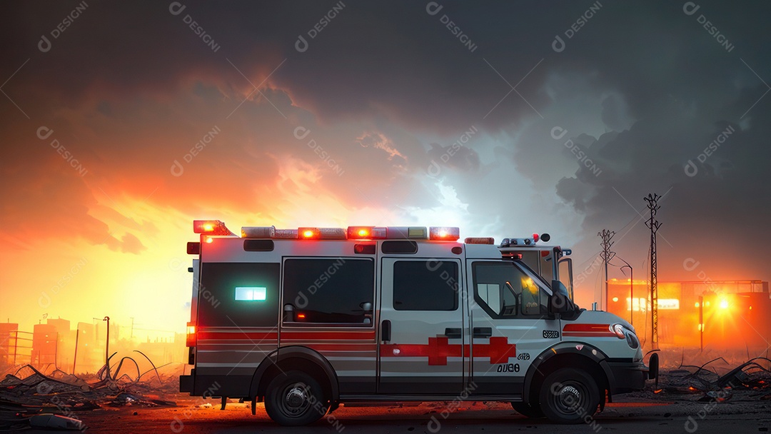 Imagem realista de bombeiro sobre vias publicas.