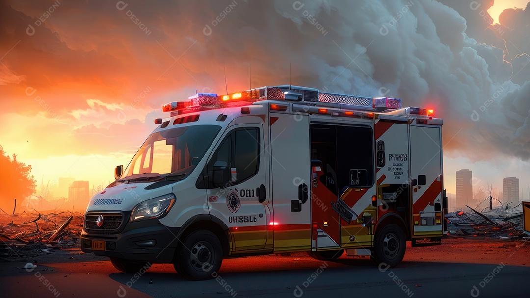 Imagem realista de bombeiro sobre vias publicas.