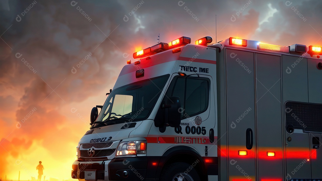 Imagem realista de bombeiro sobre vias publicas.