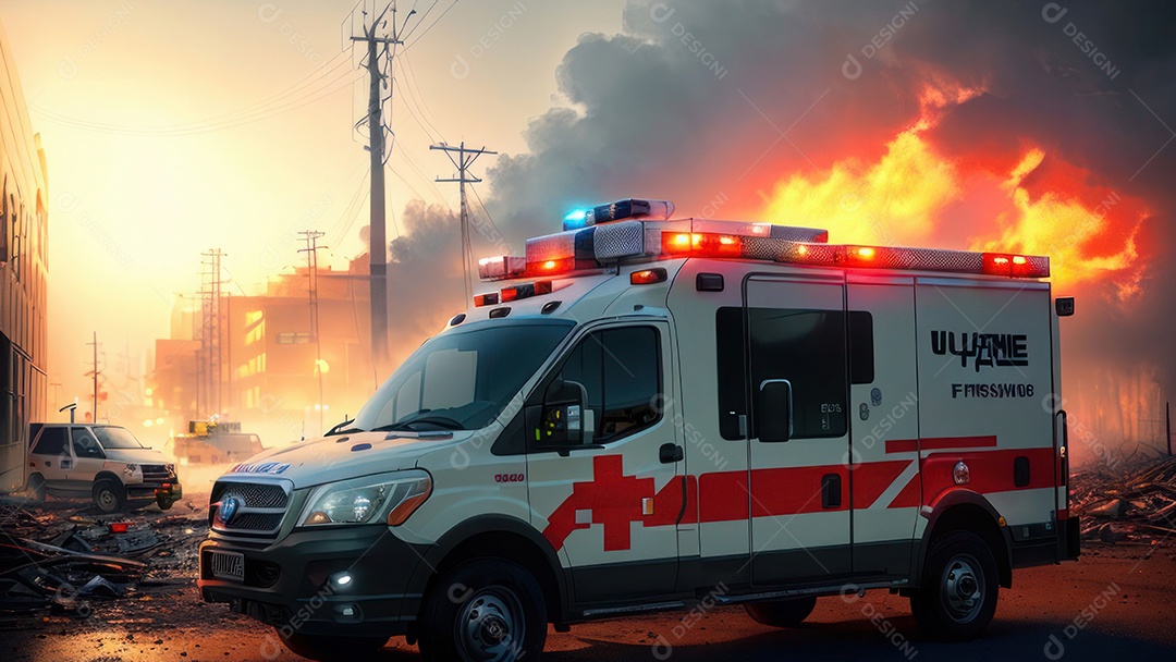 Imagem realista de bombeiro sobre vias publicas.