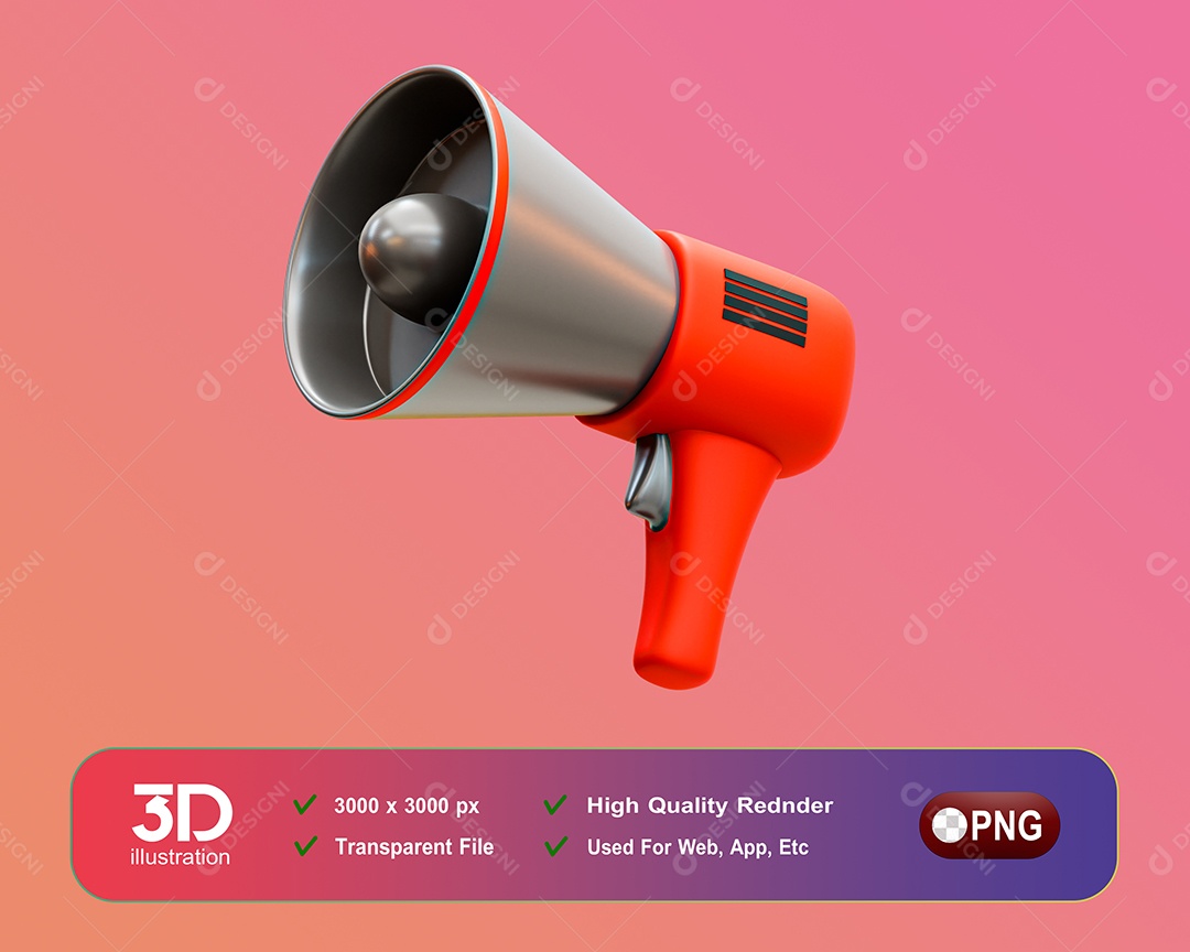 Megafone Elemento 3D Para Composição PSD