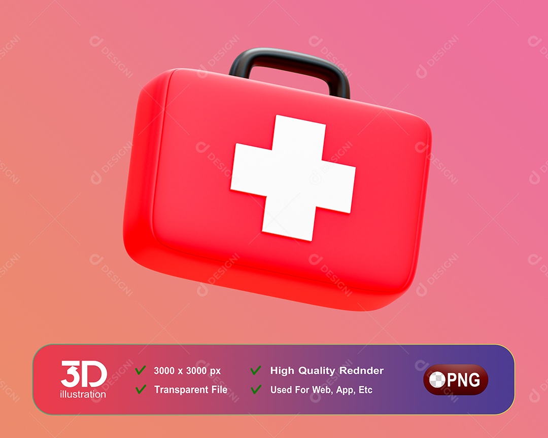 Maleta de Primeiros Socorros  Elemento 3D Para Composição PSD