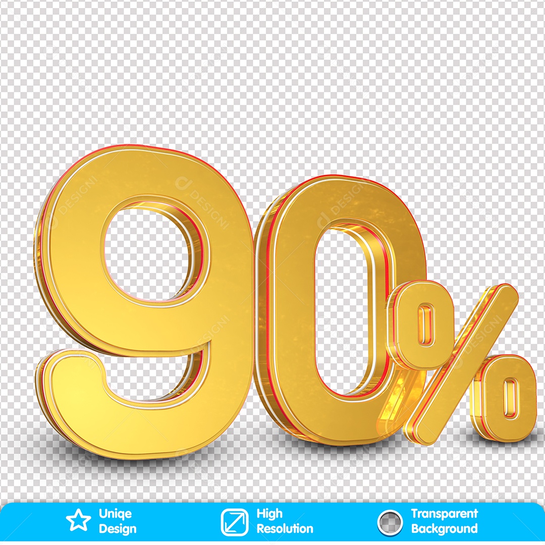 Número 90% OFF Elemento 3D Para Composição PSD