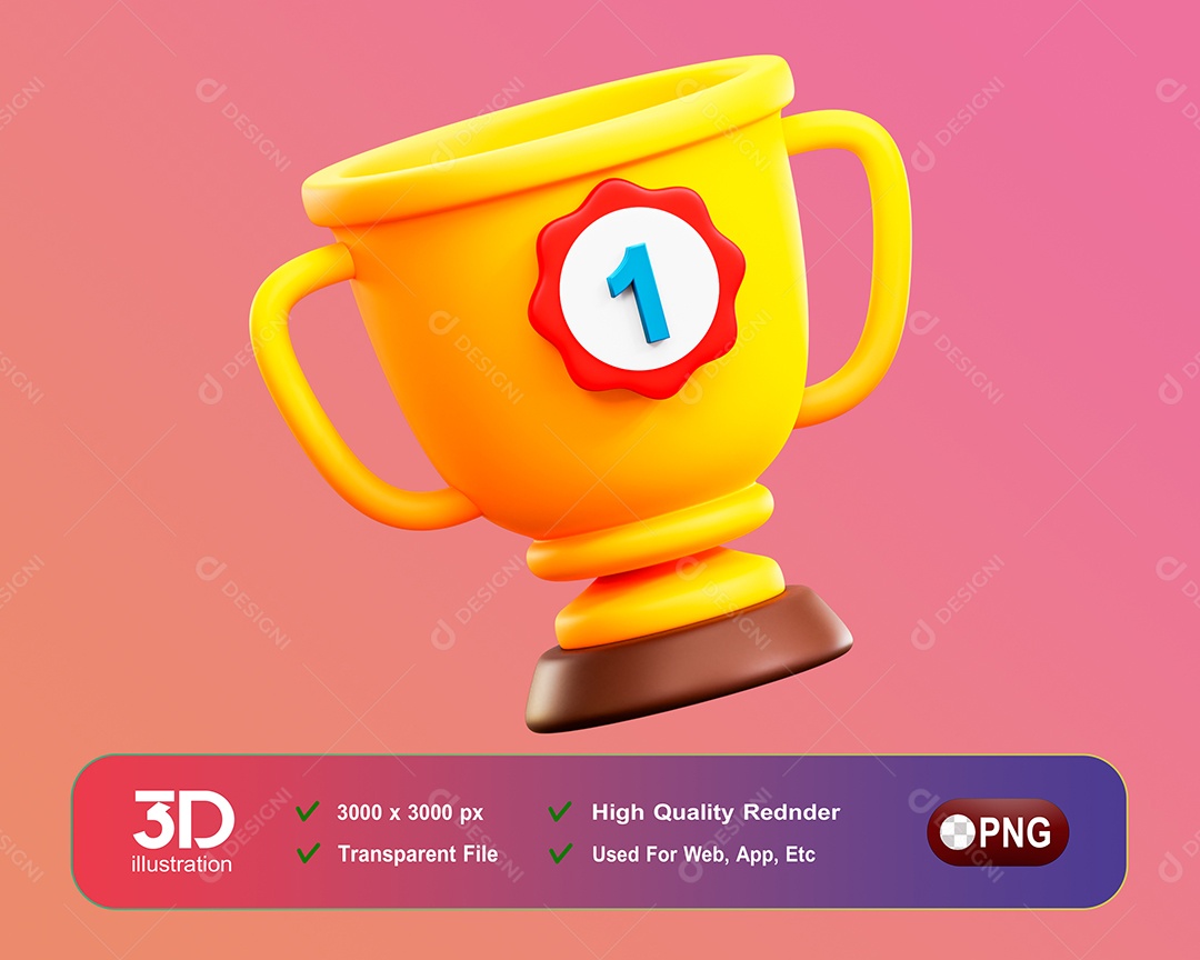 Troféu Elemento 3D Para Composição PSD