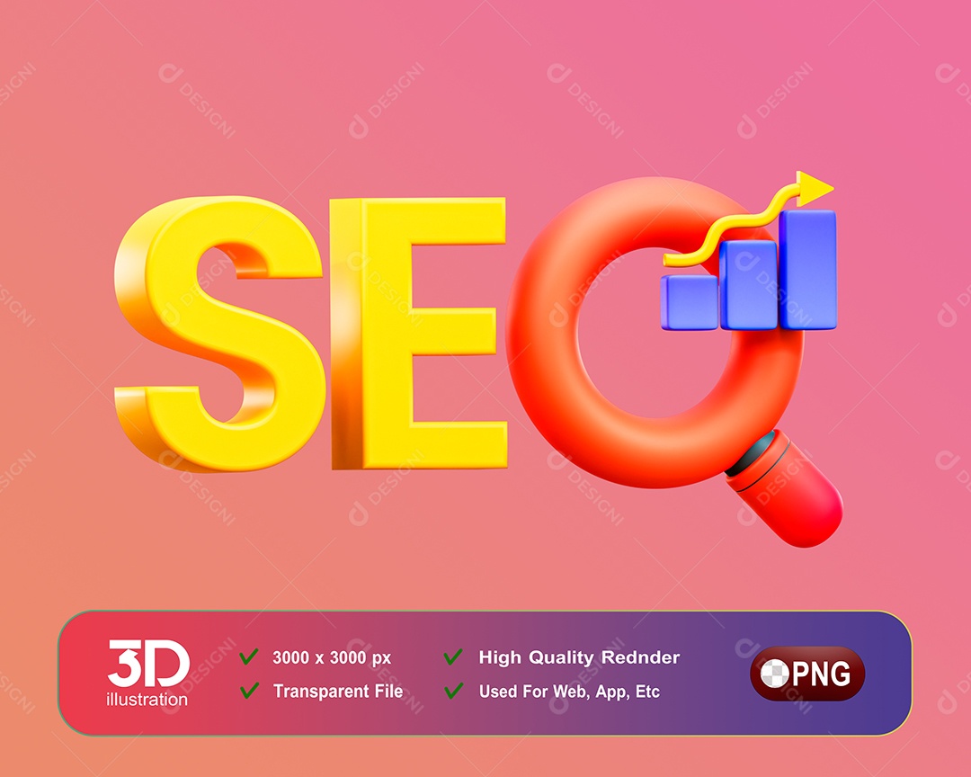 Curso de Rank Math SEO Elemento 3D Para Composição PSD