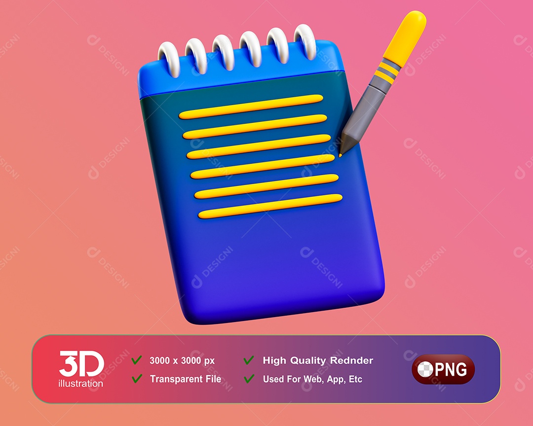 Agenda Elemento 3D Para Composição PSD