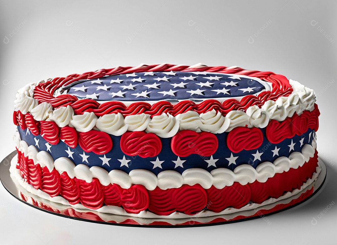 Delicioso bolo decorado com bandeira dos Estados Unidos