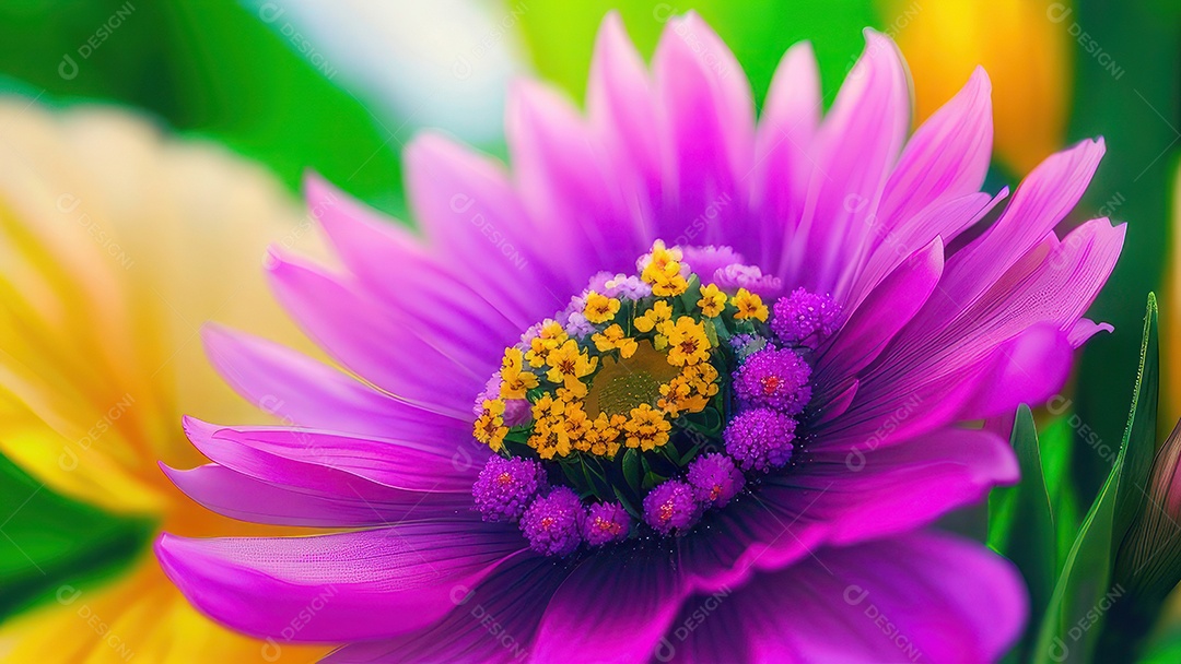 Imagem realista de linda flor sobre fundo isolado.