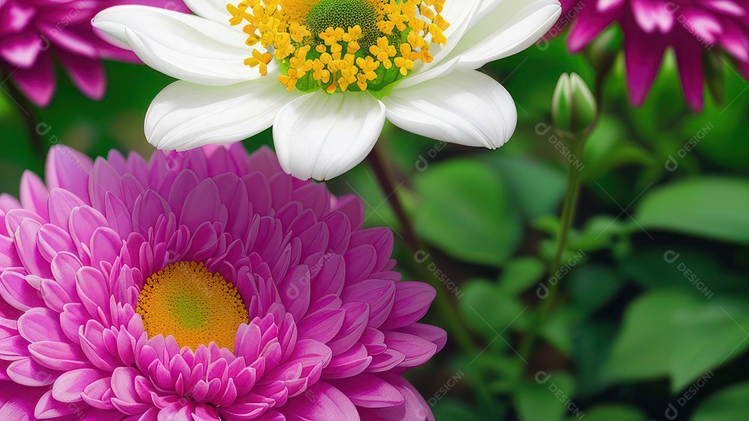 Imagem realista de linda flor sobre fundo isolado.