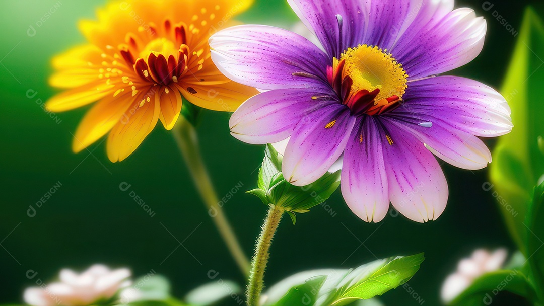 Imagem realista de linda flor sobre fundo isolado.