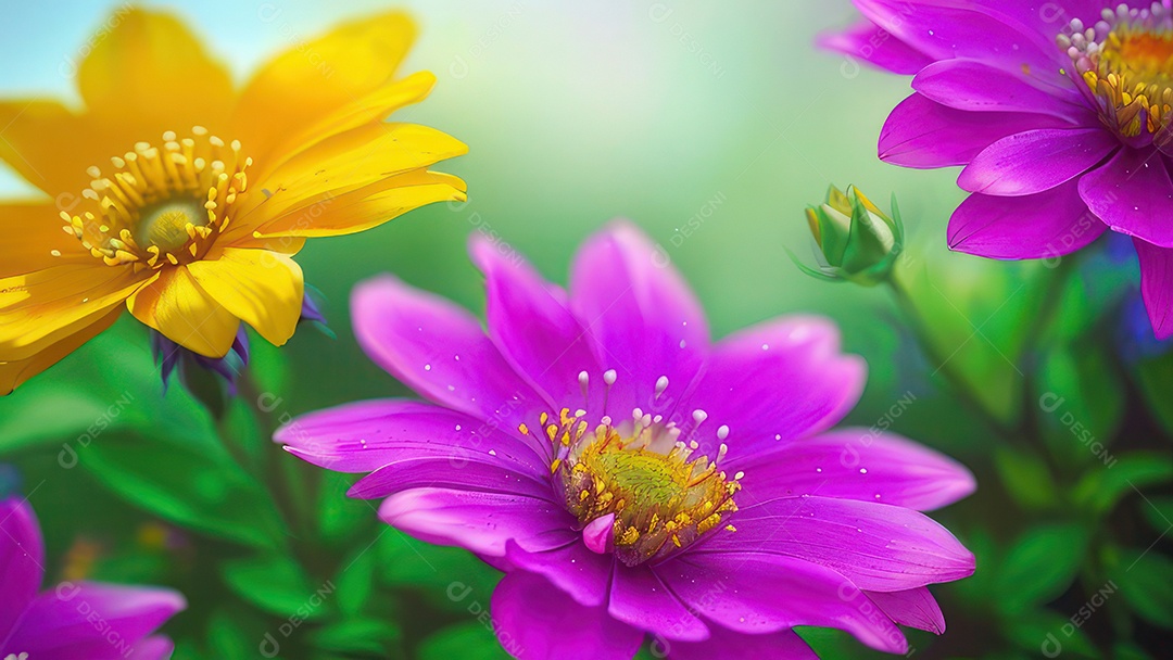 Imagem realista de linda flor sobre fundo isolado.