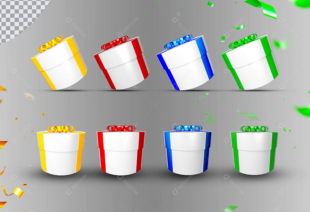 Elemento 3D Caixa de Presente Para Composição PSD