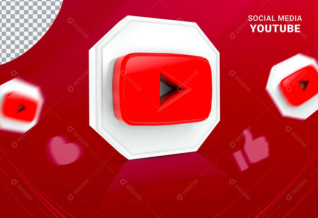 Elemento 3D Youtube Para Composição PSD