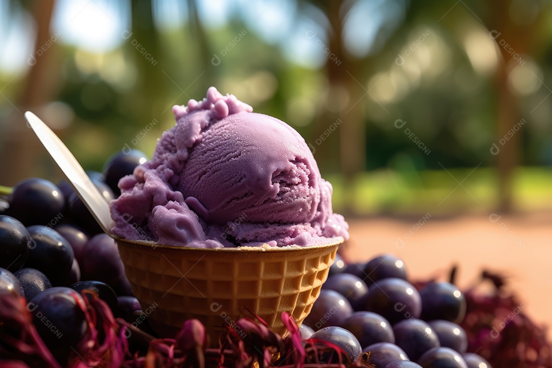 Sorvete de açaí muito suculento lindo e saboroso gerado IA