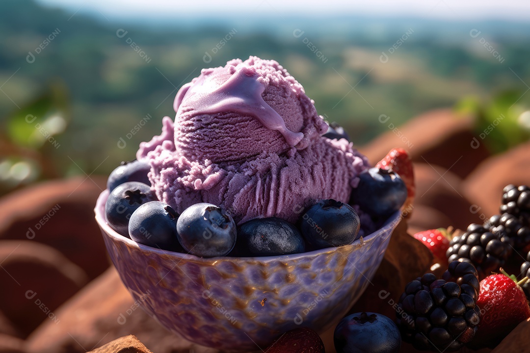 Sorvete de açaí muito suculento lindo e saboroso gerado IA