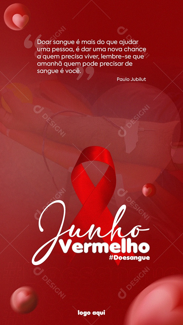 Social Media Story Junho Vermelho Doe Sangue Ajudar Uma Pessoa PSD Editável