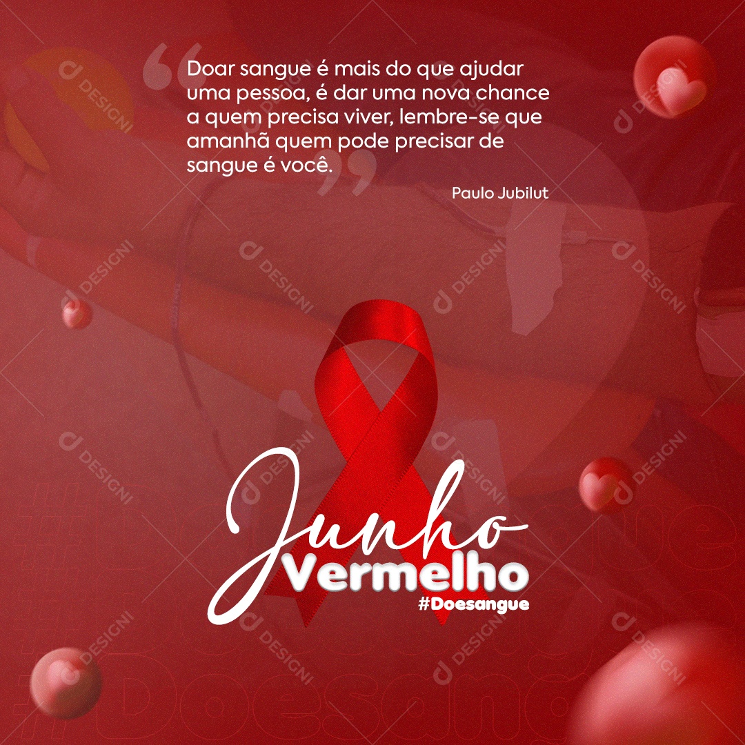Social Media Feed Junho Vermelho Doe Sangue Ajudar Uma Pessoa PSD Editável