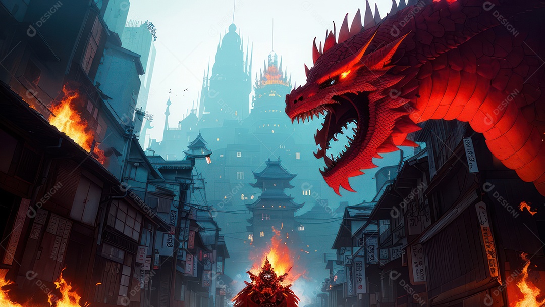 Imagem realista de dragão.