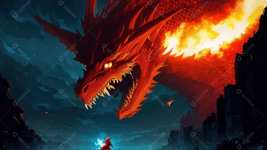 Imagem realista de dragão.