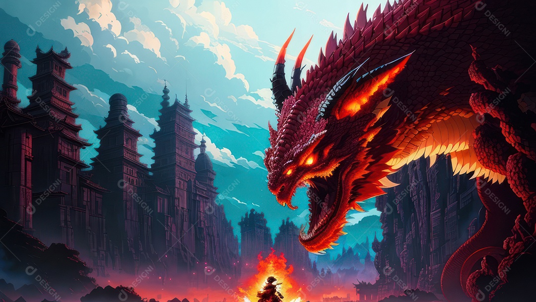 Imagem realista de dragão.