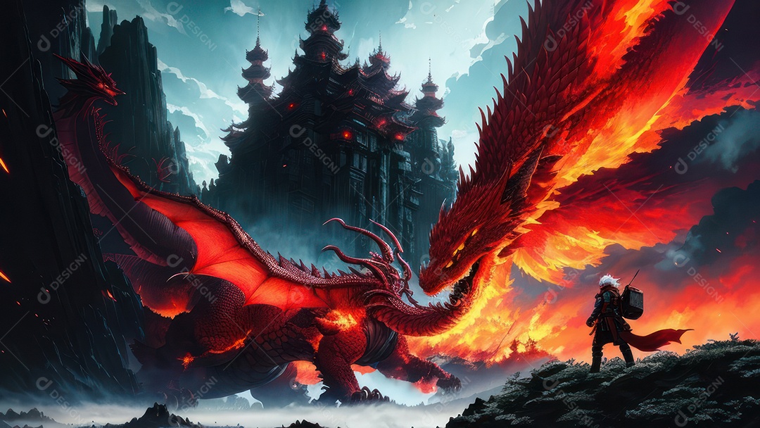 Imagem realista de dragão.