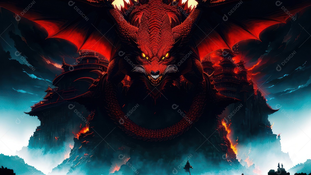 Imagem realista de dragão.