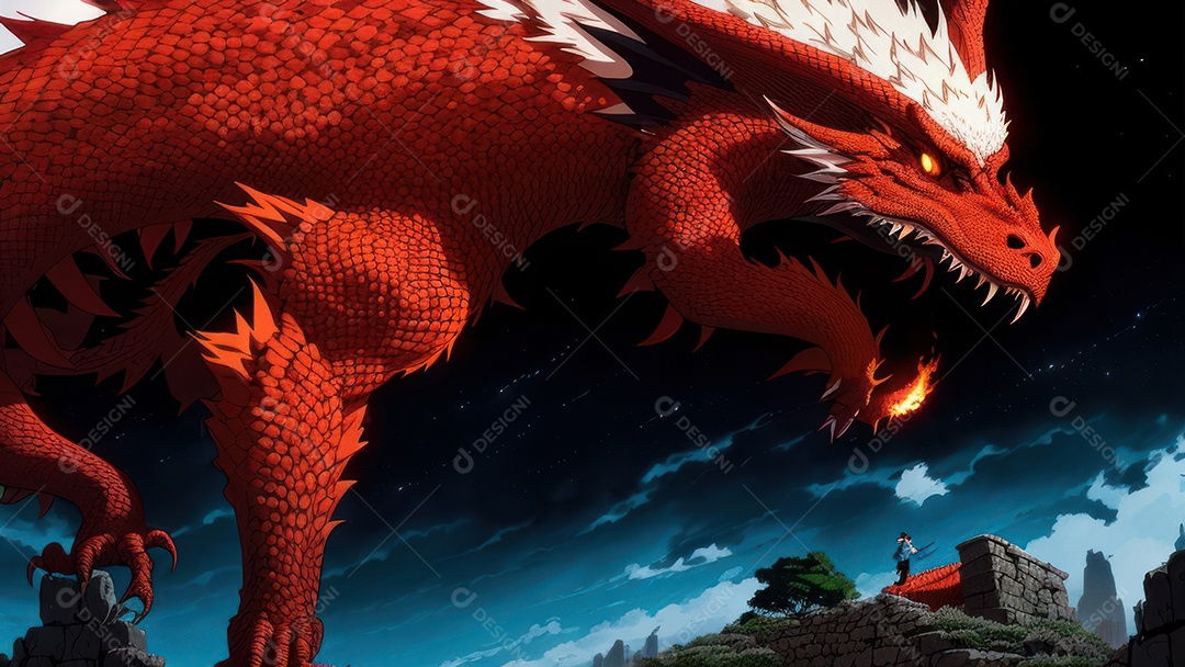 Imagem realista de dragão.