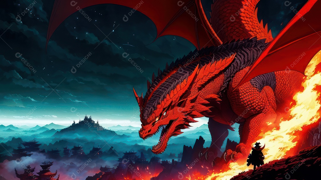 Imagem realista de dragão.