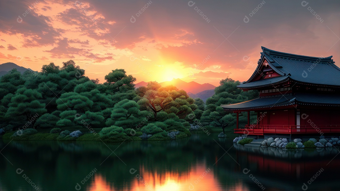 Imagem realista casa japonesa.