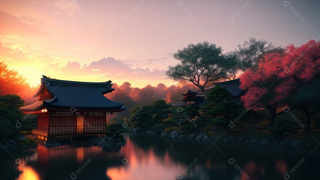 Imagem realista casa japonesa.