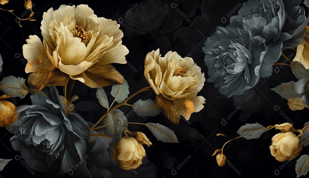 Flor dourada em fundo escuro