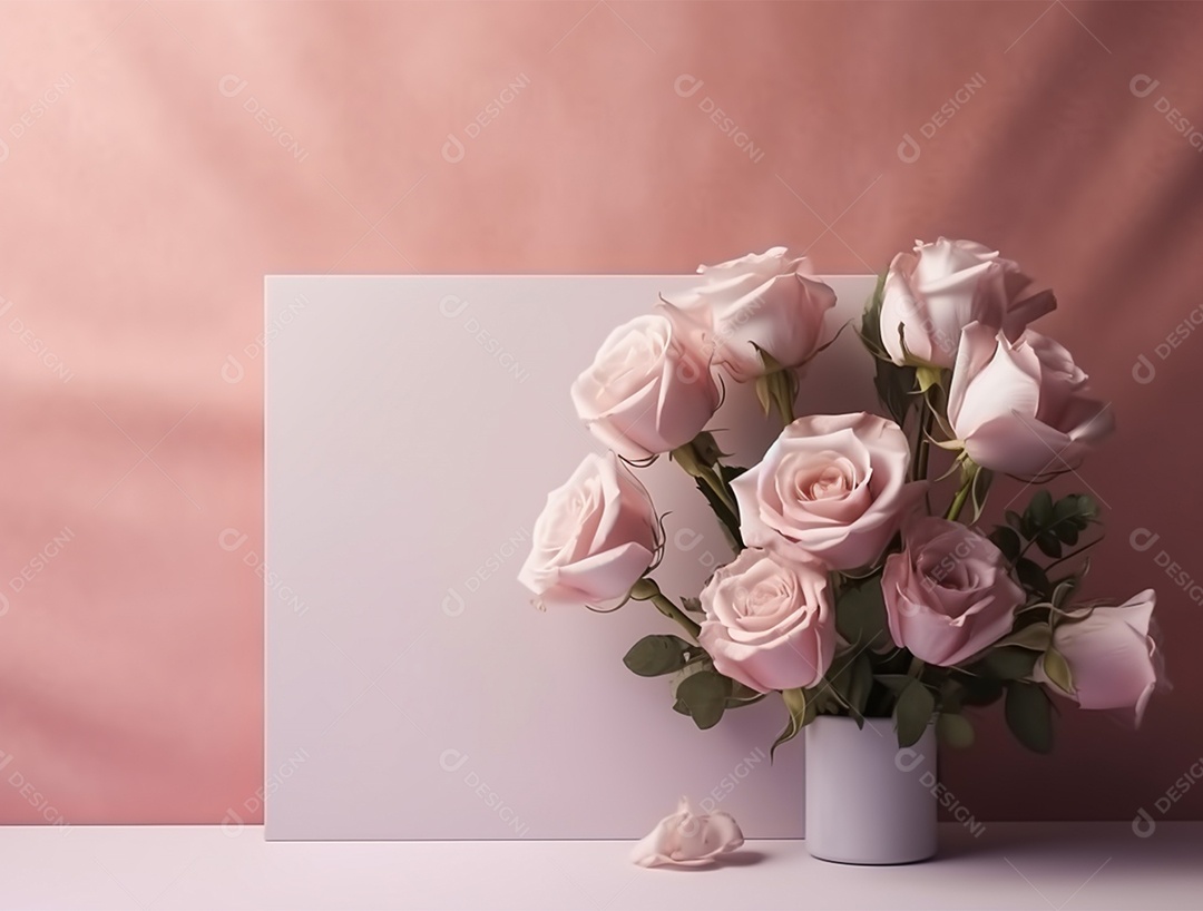 Papel em um fundo colorido com flores