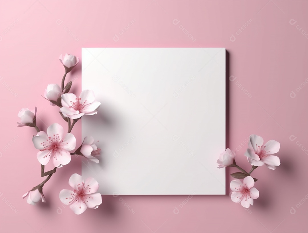 Papel em um fundo colorido com flores