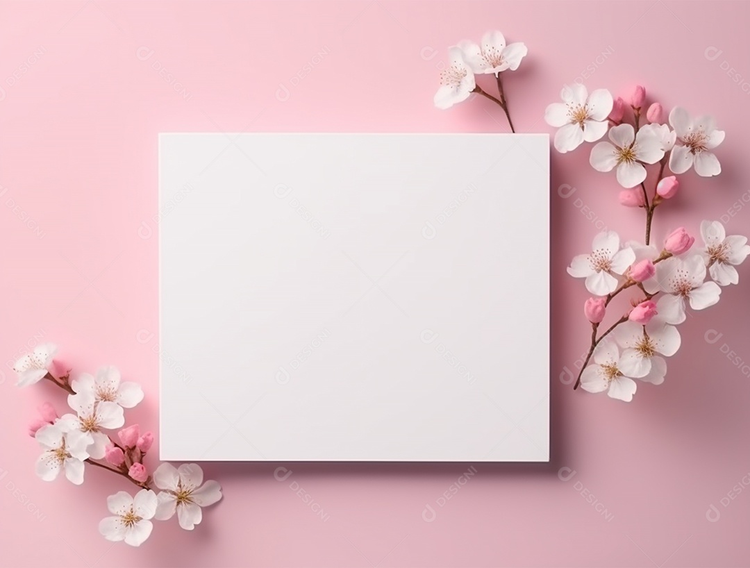 Papel em um fundo colorido com flores