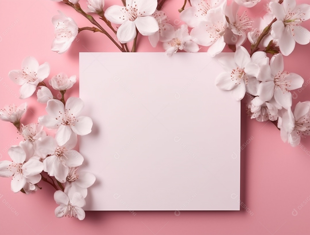 Papel em um fundo colorido com flores