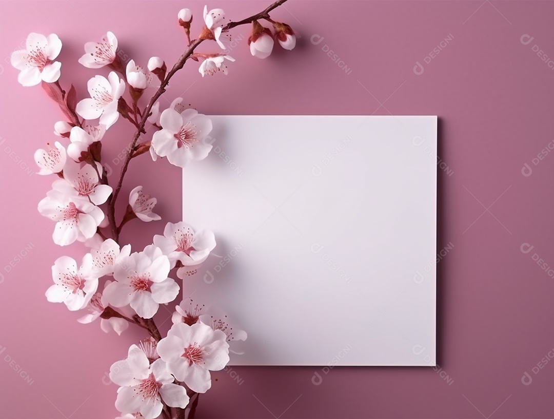 Papel em um fundo colorido com flores